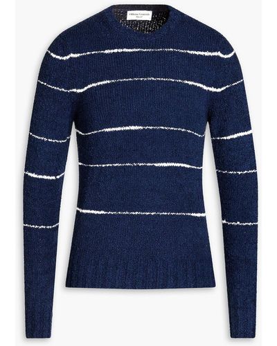 Officine Generale Marco Striped Bouclé-knit Cotton-blend Sweater - Blue