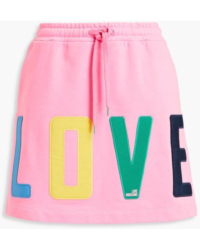 Love Moschino Appliquéd French Cotton-terry Mini Skirt - Pink