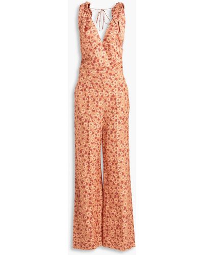 Sandro Ellande Cutout Printed Twill Jumpsuit - Multicolour