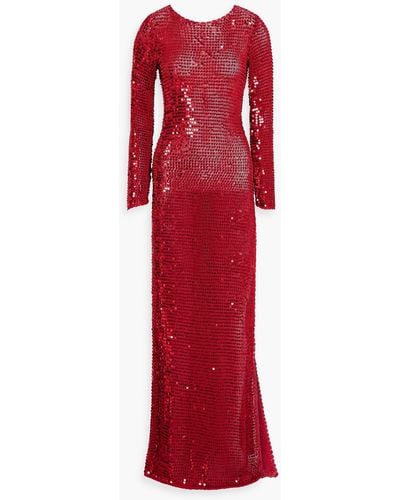 retroféte Alexa Sequined Open-knit Gown - Red