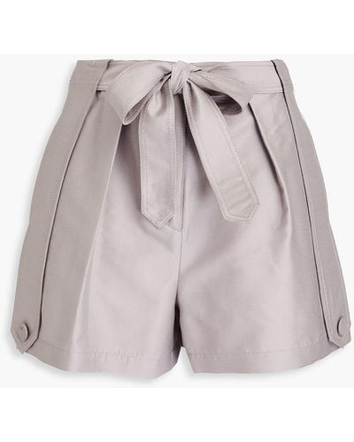 Emporio Armani Wool, Cotton And Silk-blend Twill Shorts - Grey