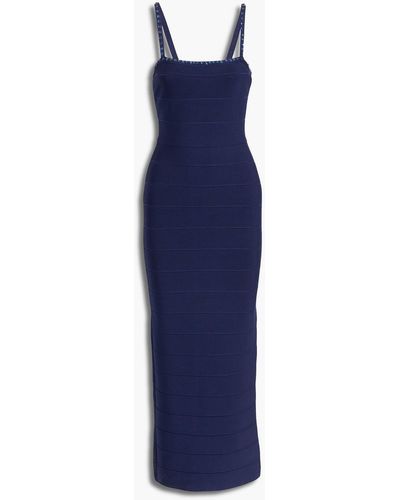 Hervé Léger Crystal-embellished Bandage Maxi Dress - Blue