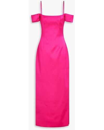 Rasario Cold-shoulder Twill Maxi Dress - Pink