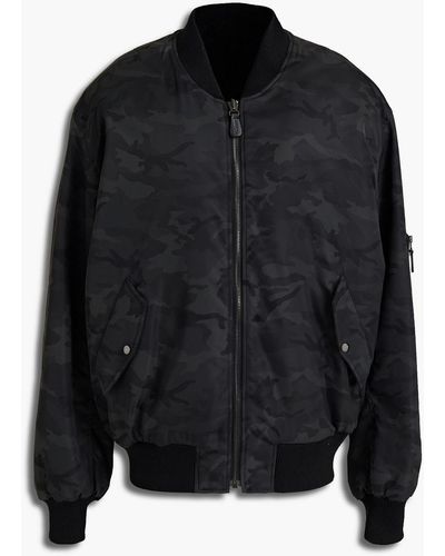 Yves Salomon Reversible Leather-trimmed Printed Twill Bomber Jacket - Black