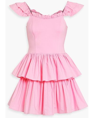 LoveShackFancy Sanam Ruffled Poplin And Jersey Mini Dress - Pink