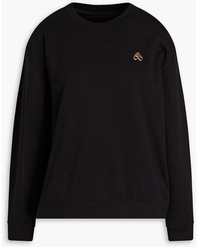 Moose Knuckles Sahtaneh Embellished French Cotton-terry Sweatshirt - Black