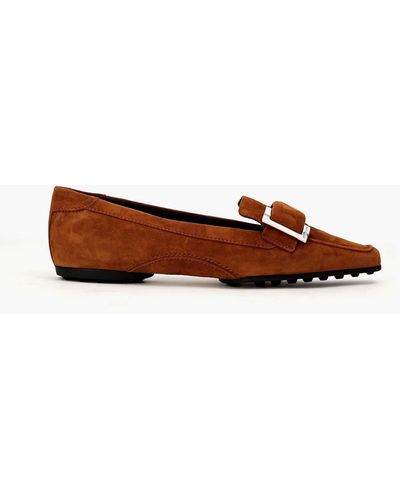 Sergio Rossi Embellished Suede Loafers - Brown
