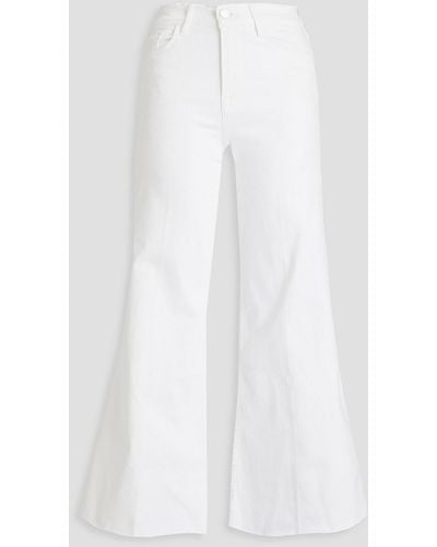 FRAME Le Palazzo Cropped High-rise Flared Jeans - White