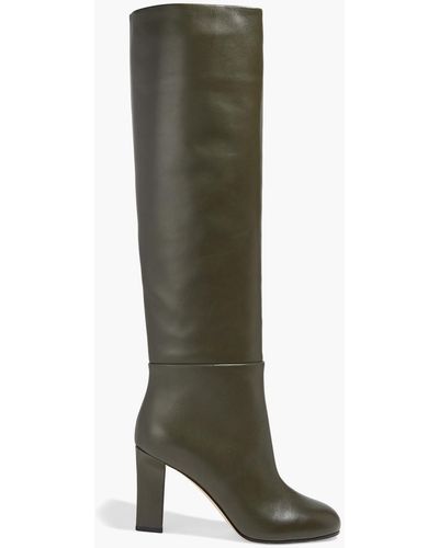 Victoria Beckham Leather Knee Boots - Green