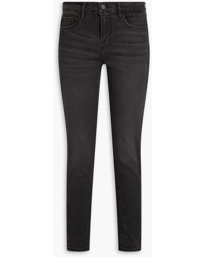 FRAME Le garcon cropped boyfriend-jeans mit schmalem bein in ausgewaschener optik - Schwarz