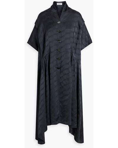 Balenciaga Satin-jacquard Midi Dress - Black