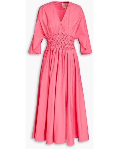 ROKSANDA Esti Woven Cotton-poplin Midi Dress - Pink