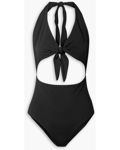 Mara Hoffman Maddy Cutout Stretch-econyl Halterneck Swimsuit - Black