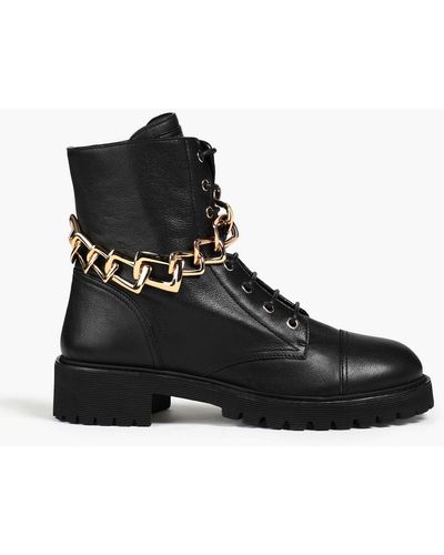 Giuseppe Zanotti Detroit Chain-trimmed Leather Combat Boots - Black