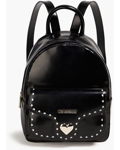 Love Moschino Laser-cut Faux Patent-leather Backpack - Black