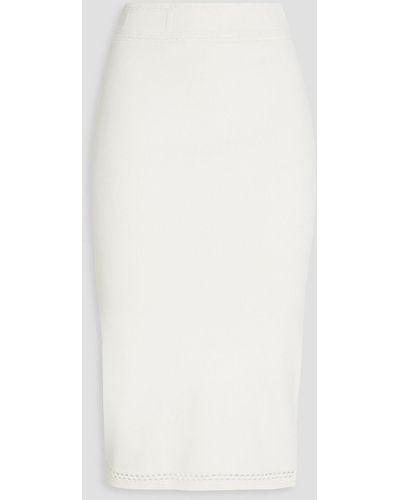 Ba&sh Satu Pointelle-trimmed Ribbed-knit Skirt - White