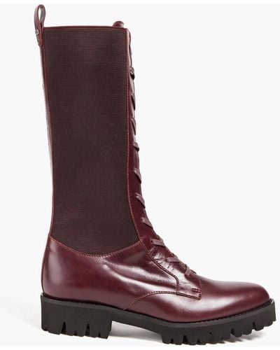 Theory Glossed-leather Combat Boots - Red