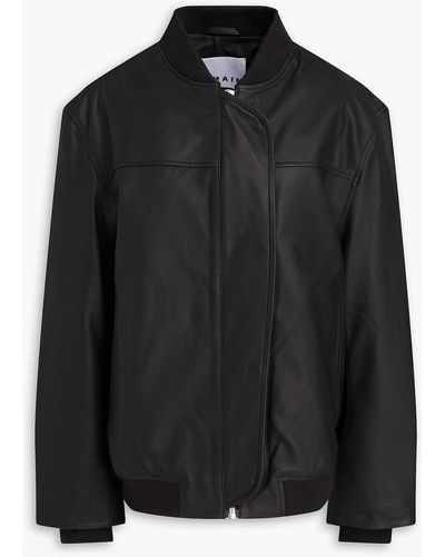 REMAIN Birger Christensen Leather Bomber Jacket - Black
