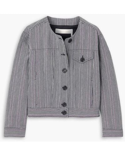 See By Chloé Cropped Striped Cotton Jacket - Gray