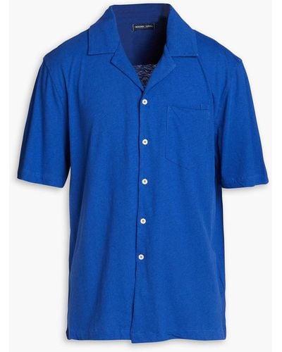 Frescobol Carioca Angelo hemd aus jersey aus einer baumwoll-leinenmischung - Blau