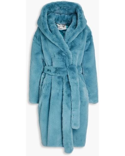 Each x Other Oversized Faux Fur Hooded Coat - Blue