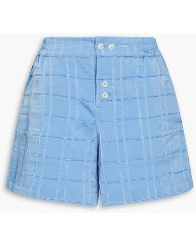 Jacquemus Calecon Checked Washed-satin Shorts - Blue