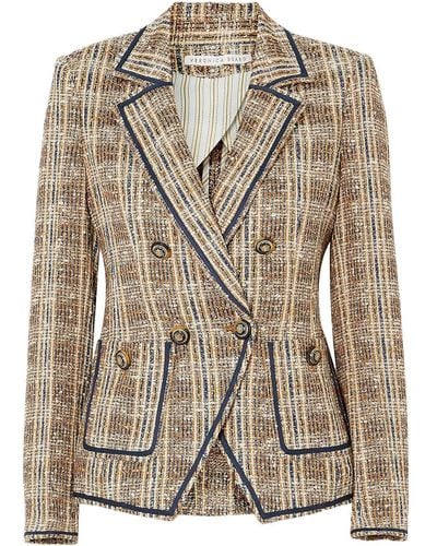 Veronica Beard Theron doppelreihiger blazer aus bouclé-tweed mit karomuster - Mettallic