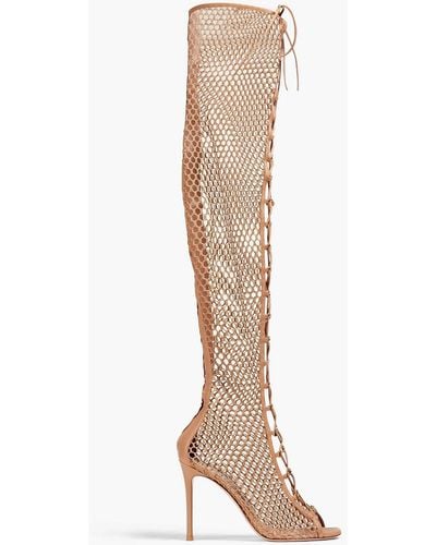 Gianvito Rossi Woven Leather Thigh Boots - Pink