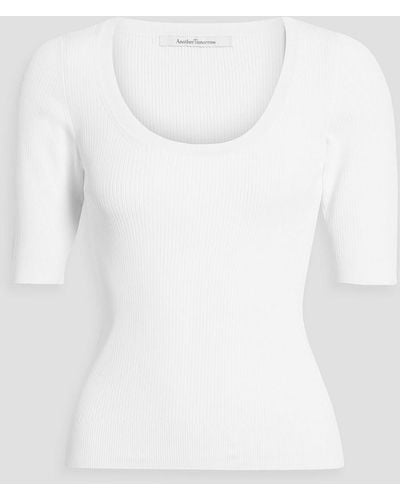 Another Tomorrow Ribbed-knit Top - White