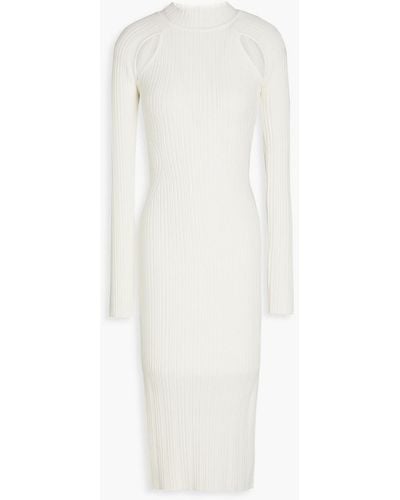 LVIR Cutout Ribbed-knit Midi Dress - White