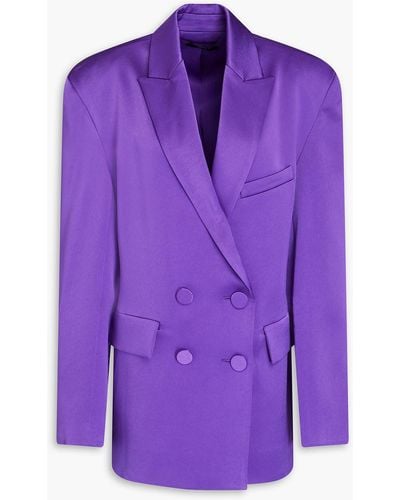 Alex Perry Wells Double-breasted Satin-crepe Blazer - Purple