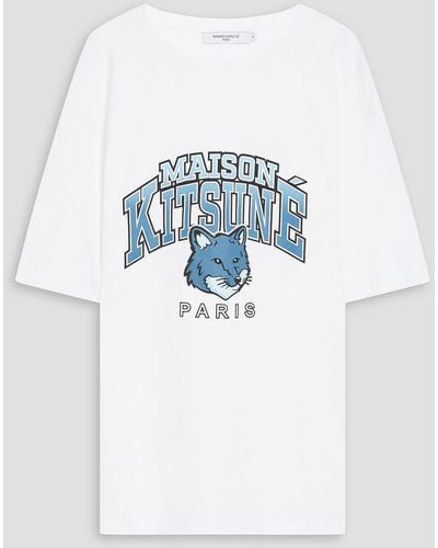 Maison Kitsuné Logo-print Cotton-jersey T-shirt - White