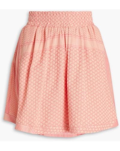 Summery Copenhagen Gathered Cotton-jacquard Mini Skirt - Pink