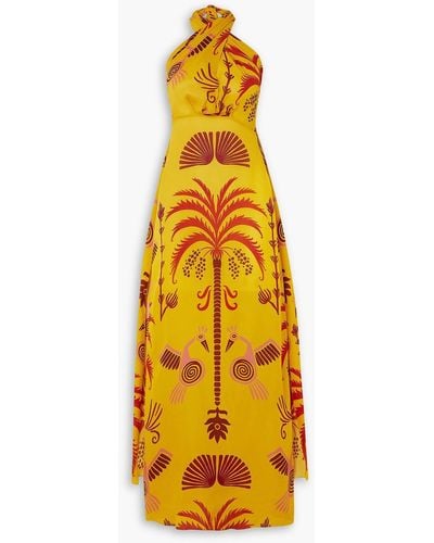 Johanna Ortiz Perfume Memory Printed Silk-georgette Halterneck Maxi Dress - Yellow