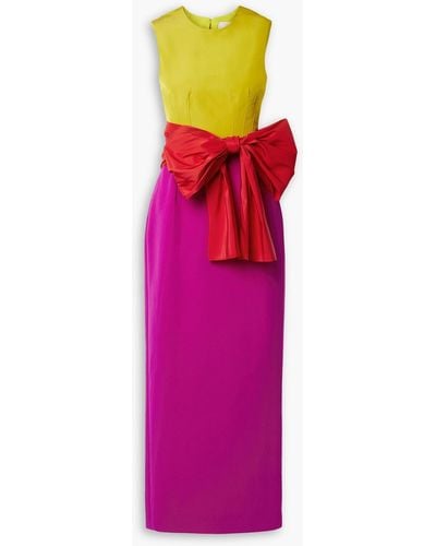Carolina Herrera Color-block Silk-faille And Crepe Maxi Dress - Pink