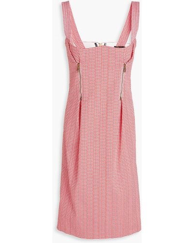 Versace Zip-detailed Houndstooth Cotton-blend Tweed Dress - Pink