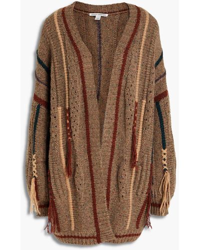 Autumn Cashmere Fringed Donegal Cashmere Cardigan - Brown