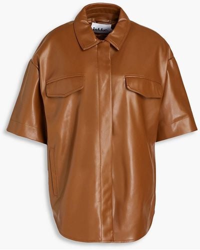 Jakke Mischa Faux Leather Shirt - Brown