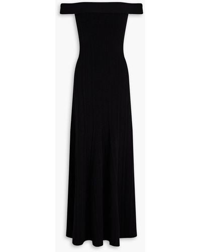 Anna Quan Off-the-shoulder Ribbed Cotton-blend Maxi Dress - Black