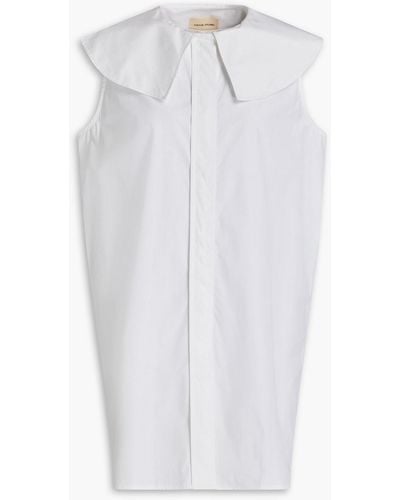 Loulou Studio Samet Cotton-poplin Mini Shirt Dress - White