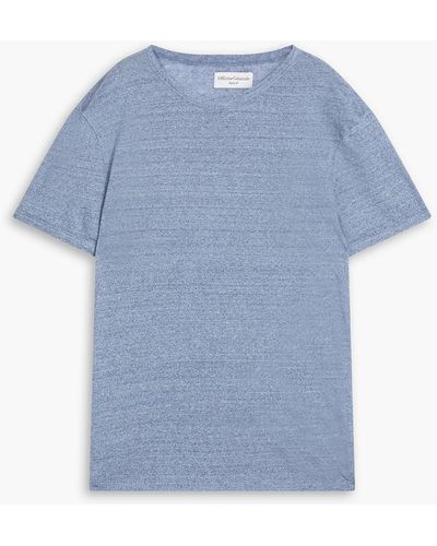 Officine Generale Mélange Linen-jersey T-shirt - Blue