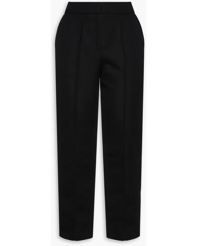 Claudie Pierlot Cropped Crepe Tapered Trousers - Black