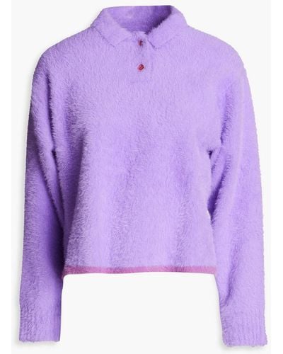 Jacquemus Neve Brushed Stretch-knit Polo Jumper - Purple