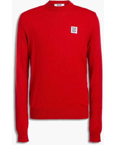 MSGM Pullover mit schmaler passform aus einer wollmischung mit applikationen - Rot