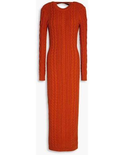 Ronny Kobo Eire Open-back Cable-knit Midi Dress - Red