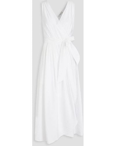 Vince Pleated Poplin Midi Wrap Dress - White