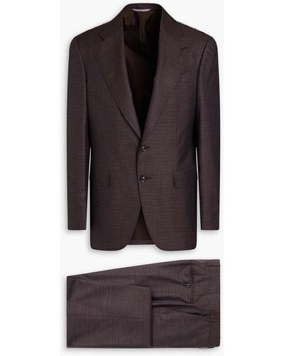 Canali Mélange Wool And Silk-blend Suit - Blue