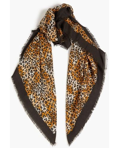 Maje Leopard-print Modal And Silk-blend Twill Scarf - Multicolour
