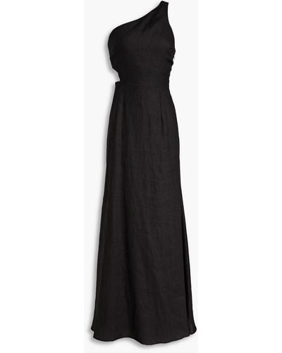 Rachel Gilbert Byron One-shoulder Cutout Linen Maxi Dress - Black