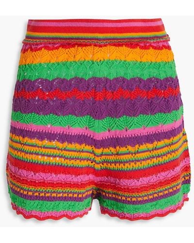 Ba&sh Striped Crochet-knit Cotton Shorts - Multicolour